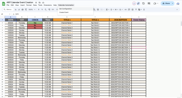 Calendar Event Creation Through Google Excel Sheet - Template - Image 5
