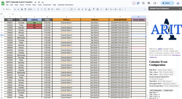 It is Google Calendar Event Creation through Excel Sheet Template image