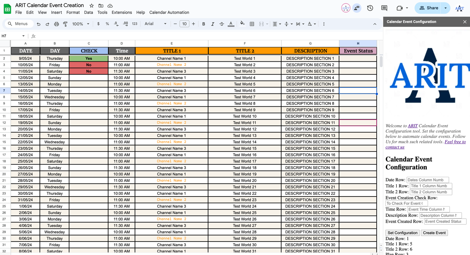 It is Google Calendar Event Creation through Excel Sheet Template image